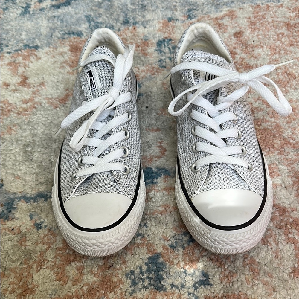 Silver Low-Top Converse Sneakers - Picture 2 of 3